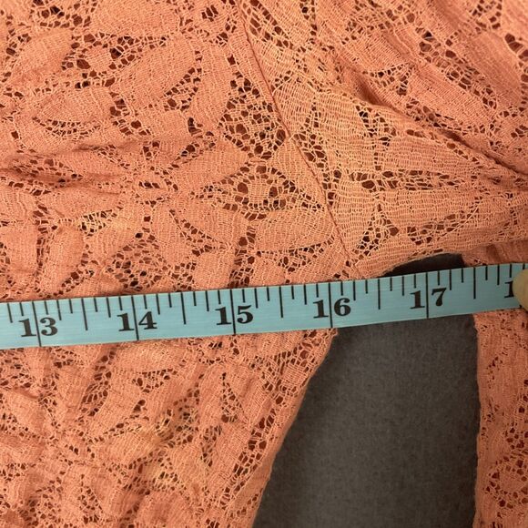 Free People Lilah Lace Ruched Top Blouse With Lace Up Cuffs, Medium - Picture 5 of 7